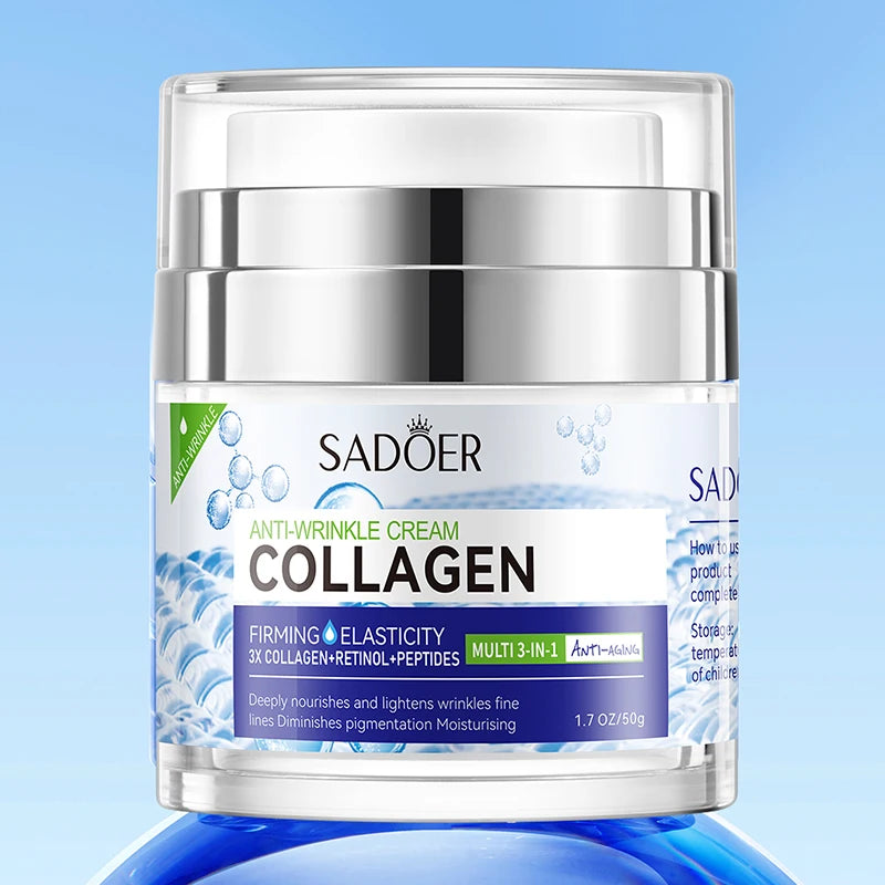 Crème visage au collagène — Hydratante anti-rides, soin nourrissant jour & nuit toutes peaux
