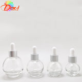Bouteille compte-gouttes en verre en forme de boule, recharge sphérique, bouchon métallique, huiles de Massage, sérum, liquide d'aromathérapie pour Pipette