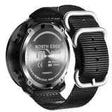 Montre connectée militaire North Edge — Boussole, altimètre & baromètre étanche 50m