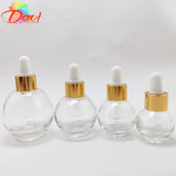 Bouteille compte-gouttes en verre en forme de boule, recharge sphérique, bouchon métallique, huiles de Massage, sérum, liquide d'aromathérapie pour Pipette