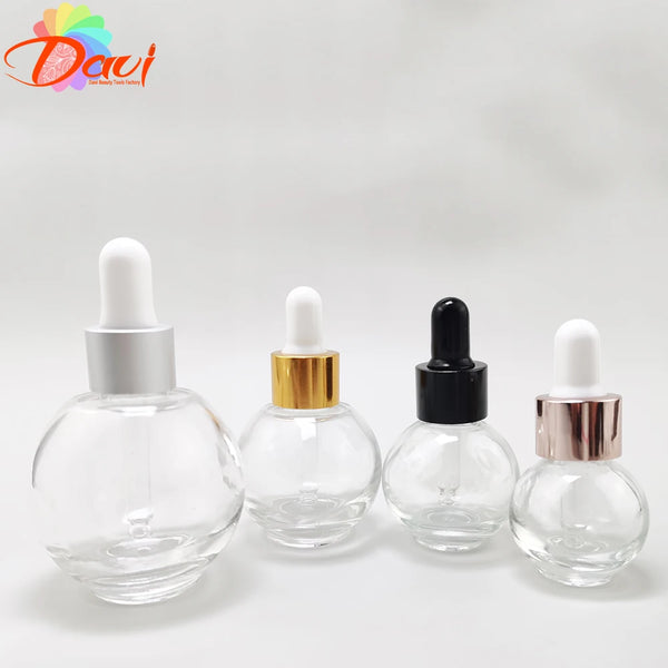 Bouteille compte-gouttes en verre en forme de boule, recharge sphérique, bouchon métallique, huiles de Massage, sérum, liquide d'aromathérapie pour Pipette
