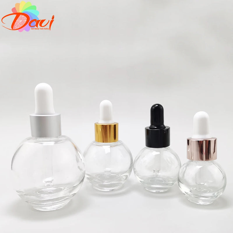 Bouteille compte-gouttes en verre en forme de boule, recharge sphérique, bouchon métallique, huiles de Massage, sérum, liquide d'aromathérapie pour Pipette