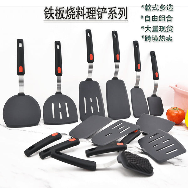 Spatule silicone teppanyaki & crêpes — Pelle de cuisson anti-adhésive premium