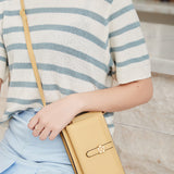 Mini sac bandoulière femme compatible tactile — Pochette cuir PU carré chic