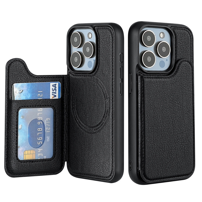 Coque iPhone Premium — Cuir avec porte-carte & compatibilité MagSafe