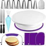 Kit complet décoration gâteaux — Plateau tournant, douilles, poches & spatules pâtisserie