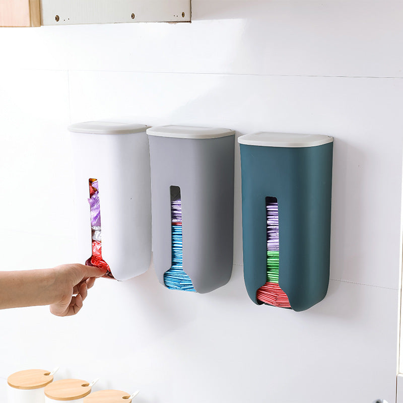 Distributeur de sacs poubelle mural sans perçage — Rangement sacs plastique cuisine