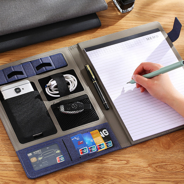 Porte-documents A4 multifonction — Pochette cuir avec support téléphone