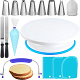 Kit complet décoration gâteaux — Plateau tournant, douilles, poches & spatules pâtisserie
