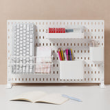 Desktop Perforated Board Organisateur bureau modulable sans perçage — Panneau perforé & étagère bureau/télétravail Rack Organizer Office Partition Workstation Desk Stationery Organizer Shelf No Drilling Required