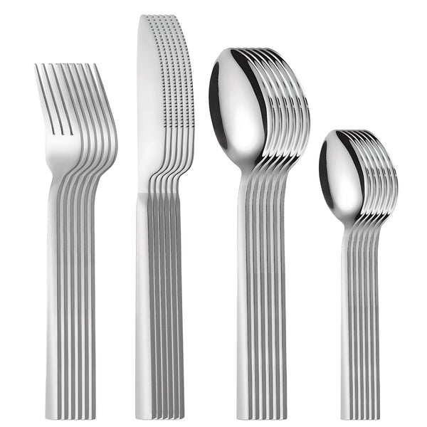 Set couverts inox épais — Couteau steak, fourchette & cuillère 4 pièces qualité hôtellerie