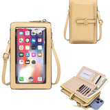 Mini sac bandoulière femme compatible tactile — Pochette cuir PU carré chic