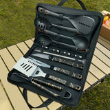 Kit ustensiles barbecue camping inox — Couteau, fourchette, cuillère & spatule coffret cadeau