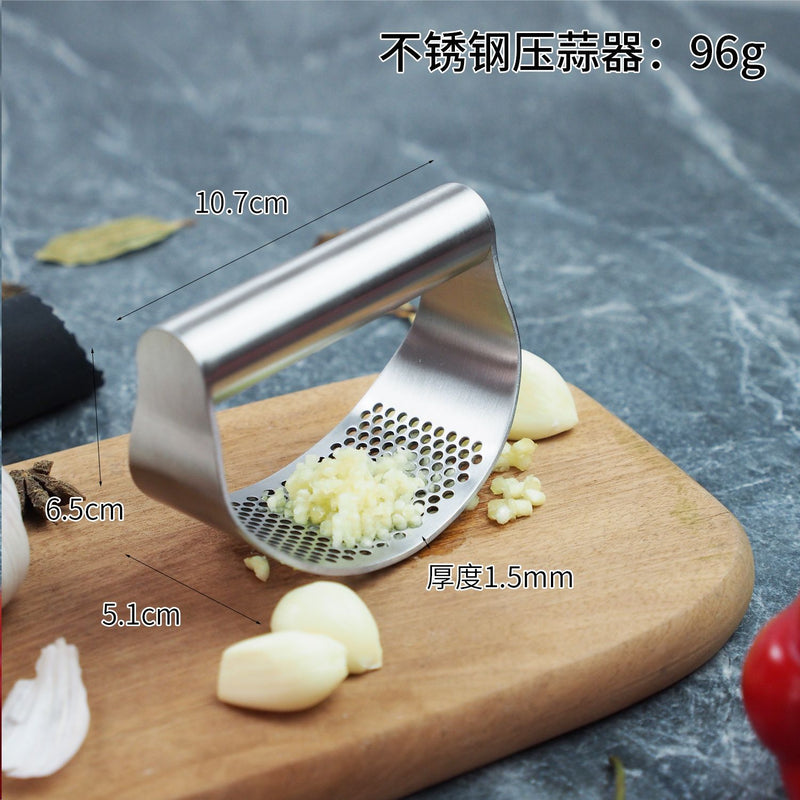 Presse-ail inox 430 multifonction — Écraseur, éplucheur & broyeur en anneau