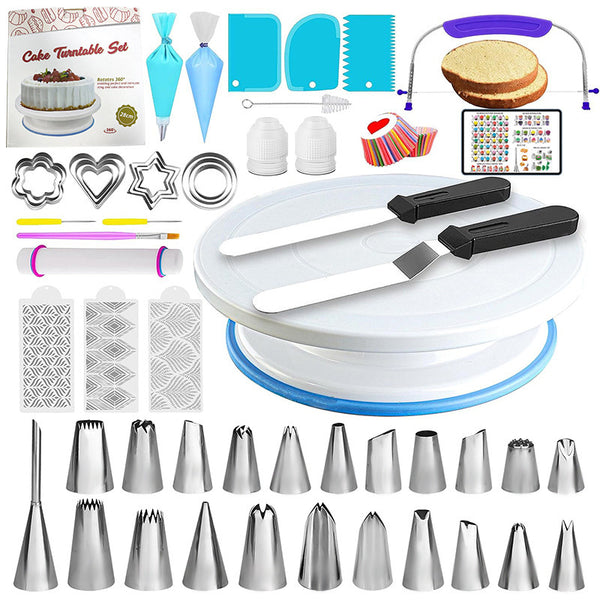 Kit complet décoration gâteaux — Plateau tournant, douilles, poches & spatules pâtisserie