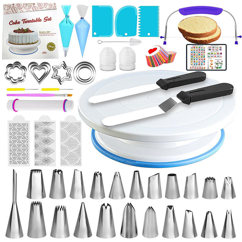 Kit complet décoration gâteaux — Plateau tournant, douilles, poches & spatules pâtisserie