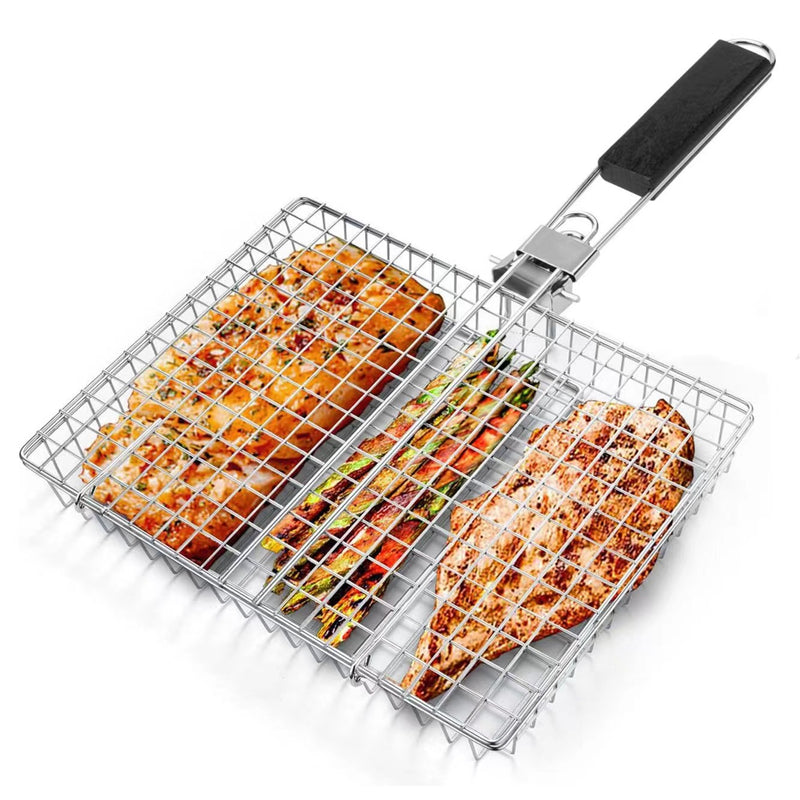 Panier grill barbecue pliable multifonction — Grille poisson, poulet, maïs & légumes  Description :