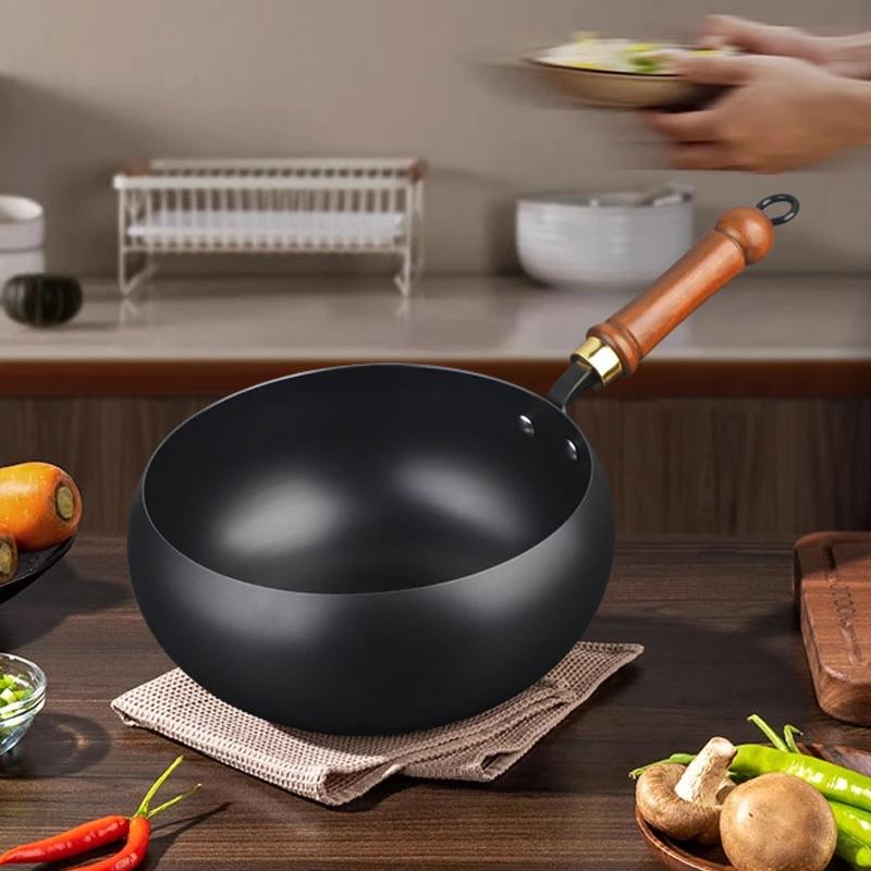 Wok en fonte traditionnel Zhangqiu — Petite marmite ventrue artisanale sans revêtement