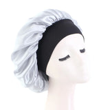Bonnet de nuit en satin uni pour femme, à large bord, pour le sommeil et le bain, unisexe, avec bande élastique, pour le soin des cheveux