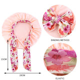 Bonnet élastique en Satin soyeux pour enfants, chapeau de couchage, Baotou, nœud mignon, soins capillaires, Bonnet de nuit, Turban