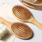 Peigne à coussin d'air en bambou naturel, peigne de massage du cuir chevelu, antistatique, pour démêler les cheveux, peigne de soin anti-enchevêtrement