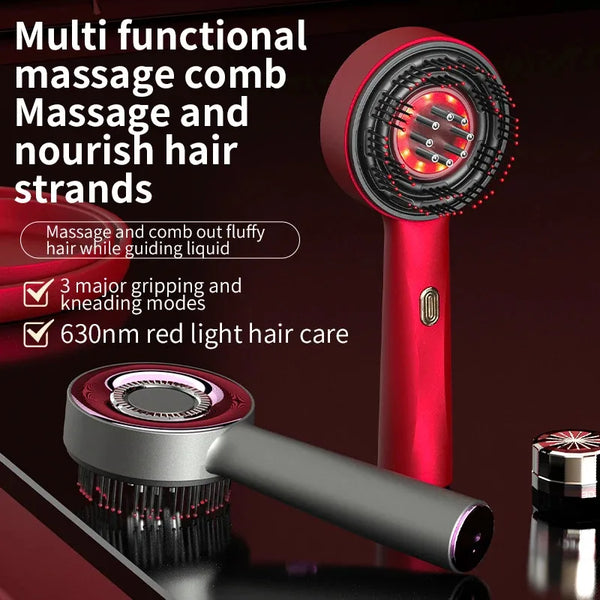Peigne de Massage électrique à vibrations, thérapie à la lumière rouge, brosse de Massage pour la croissance des cheveux, Anti-perte de cheveux, applicateur d'huile liquide, soins capillaires