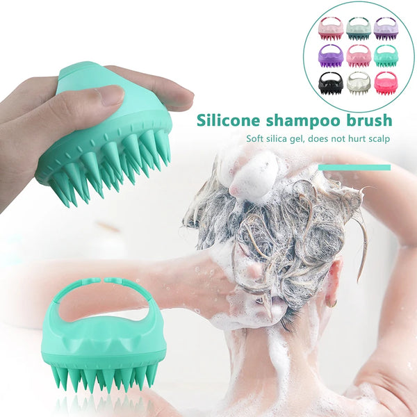 Brosse à shampoing pour Massage du cuir chevelu, pour soins capillaires, brosse de bain en Silicone, douche, peigne à cheveux, boule de bain, éponge, lavage du corps, outil de salle de bain