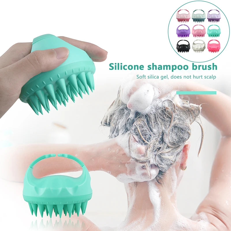 Brosse à shampoing pour Massage du cuir chevelu, pour soins capillaires, brosse de bain en Silicone, douche, peigne à cheveux, boule de bain, éponge, lavage du corps, outil de salle de bain