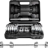 Set d'haltères ajustables 20-50kg — Acier chromé musculation maison