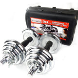 Set d'haltères ajustables 20-50kg — Acier chromé musculation maison