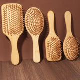 Peigne à coussin d'air en bambou naturel, peigne de massage du cuir chevelu, antistatique, pour démêler les cheveux, peigne de soin anti-enchevêtrement