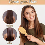 Peigne à coussin d'air en bambou naturel, peigne de massage du cuir chevelu, antistatique, pour démêler les cheveux, peigne de soin anti-enchevêtrement