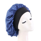Bonnet de nuit en satin uni pour femme, à large bord, pour le sommeil et le bain, unisexe, avec bande élastique, pour le soin des cheveux