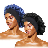 Bonnets solides en Satin pour femmes, chapeau de bain à large bord pour dormir la nuit, unisexe, bandeau élastique, Bonnet de soins capillaires