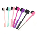 Brosse à sourcils à trois têtes, brosse à cheveux râpées, peigne, brosses de teinture pour cheveux, soins capillaires, contrôle des bords des cheveux, brosse à Gel de coiffure