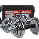 Set d'haltères ajustables 20-50kg — Acier chromé musculation maison