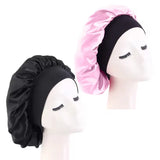 Bonnets solides en Satin pour femmes, chapeau de bain à large bord pour dormir la nuit, unisexe, bandeau élastique, Bonnet de soins capillaires