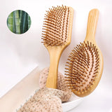 Peigne à coussin d'air en bambou naturel, peigne de massage du cuir chevelu, antistatique, pour démêler les cheveux, peigne de soin anti-enchevêtrement