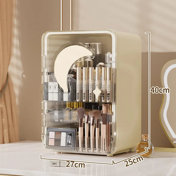 Organisateurs de maquillage à motif de lune avec couvercle et égouts de proximité, vitrines cosmétiques, stockage de cosmétiques, organisateurs de soins de la peau, cadeaux pour filles