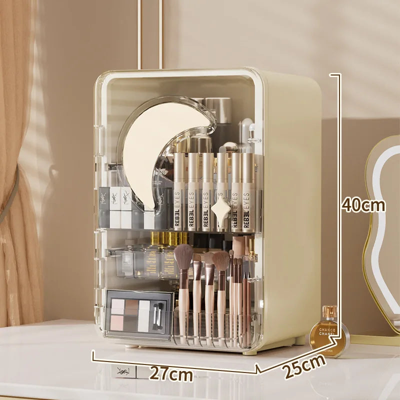 Organisateurs de maquillage à motif de lune avec couvercle et égouts de proximité, vitrines cosmétiques, stockage de cosmétiques, organisateurs de soins de la peau, cadeaux pour filles