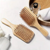 Peigne à coussin d'air en bambou naturel, peigne de massage du cuir chevelu, antistatique, pour démêler les cheveux, peigne de soin anti-enchevêtrement