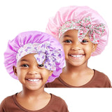 Bonnet élastique en Satin soyeux pour enfants, chapeau de couchage, Baotou, nœud mignon, soins capillaires, Bonnet de nuit, Turban