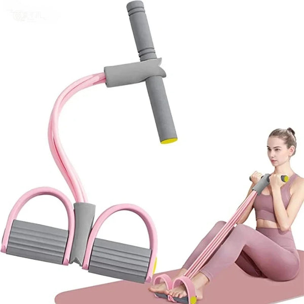 Bandes de résistance 4 tubes avec pédale — Tirage élastique abdos, taille & bras