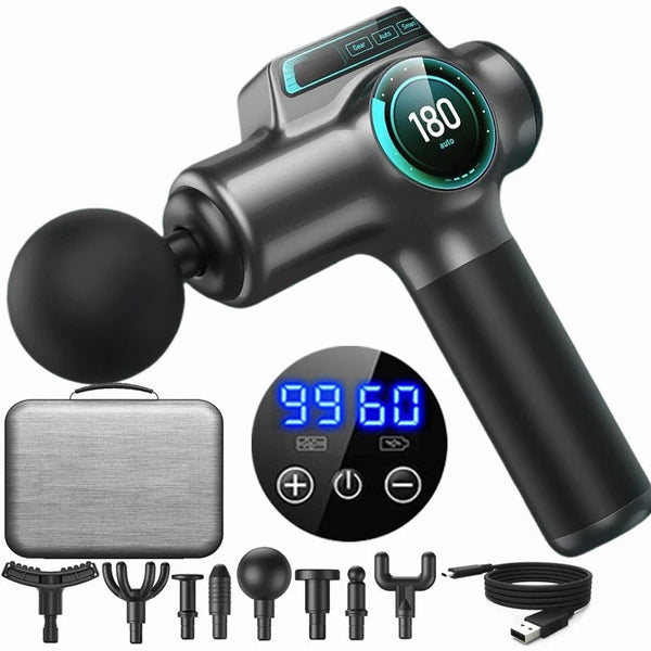 Pistolet de massage musculaire professionnel 99 vitesses — Masseur nuque & dos percussif