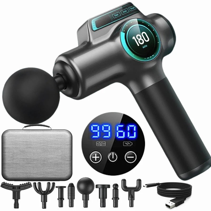Pistolet de massage musculaire professionnel 99 vitesses — Masseur nuque & dos percussif