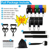 Set de bandes de résistance élastiques 360lbs — Tubes musculation & yoga fitness maison
